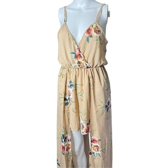 Floral High Low Romper Cream & Pink Size Medium - Picture 2 of 3